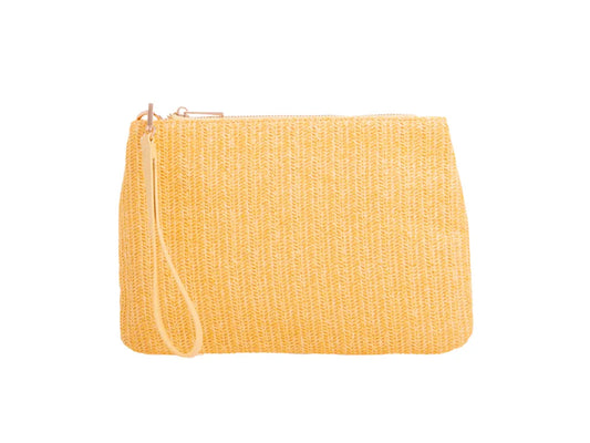 Yellow straw clutch bag